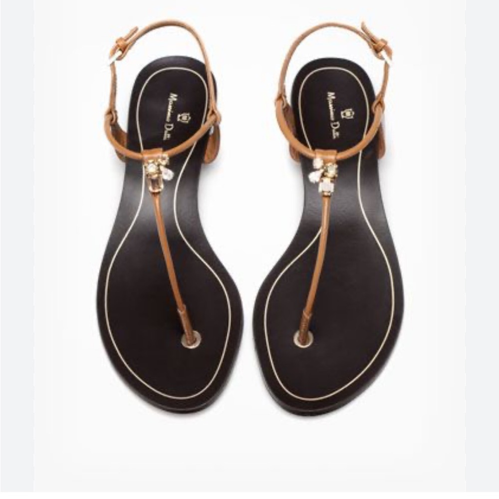 Massimo Dutti Brown Leather Sandals - Picture 2 of 8